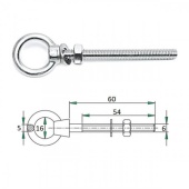Рым-болт с проушиной 6х60мм диаметр уха 16 мм